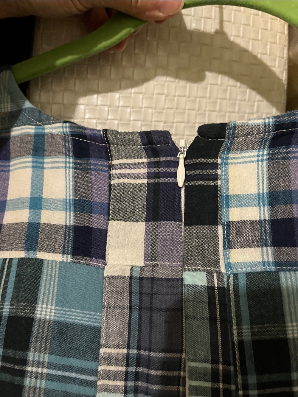 NorthStyle Teal, Navy & White Madras Plaid Midi Dress - Picture 5 of 5